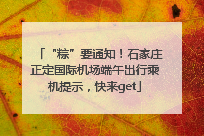 “粽”要通知！石家庄正定国际机场端午出行乘机提示，快来get