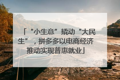 “小生意”撬动“大民生”，拼多多以电商经济推动实现普惠就业