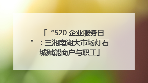 “520 企业服务日”：三湘南湖大市场灯石城赋能商户与职工