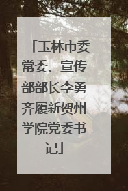 玉林市委常委、宣传部部长李勇齐履新贺州学院党委书记