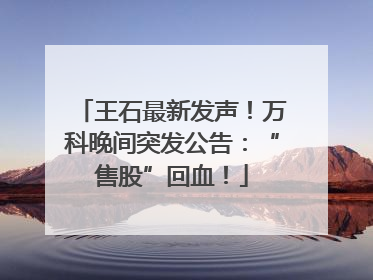 王石最新发声！万科晚间突发公告：“售股”回血！
