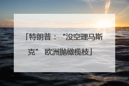特朗普：“没空理马斯克” 欧洲抛橄榄枝