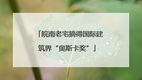 皖南老宅摘得国际建筑界“奥斯卡奖”