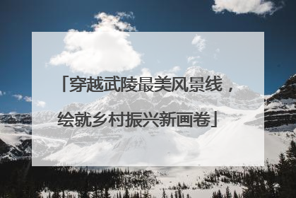 穿越武陵最美风景线，绘就乡村振兴新画卷