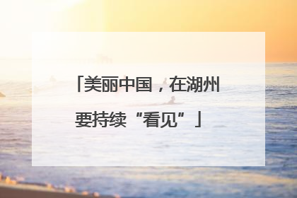 美丽中国，在湖州要持续“看见”