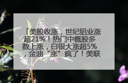 美股收涨，世纪铝业涨超21%！热门中概股多数上涨，白银大涨超5%，金油“涨”疯了！美联储官员最新表态