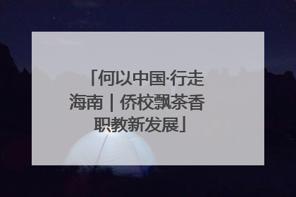 何以中国·行走海南｜侨校飘茶香 职教新发展