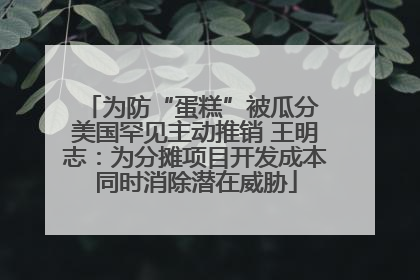 为防“蛋糕”被瓜分 美国罕见主动推销 王明志：为分摊项目开发成本同时消除潜在威胁