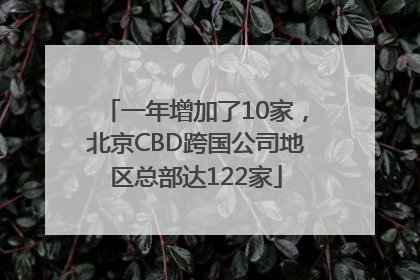 一年增加了10家，北京CBD跨国公司地区总部达122家