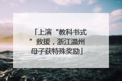 上演“教科书式”救援，浙江温州母子获特殊奖励