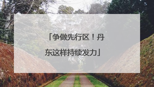 争做先行区！丹东这样持续发力