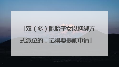 双（多）胞胎子女以捆绑方式派位的，记得要提前申请