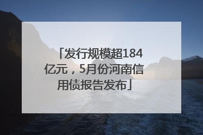 发行规模超184亿元，5月份河南信用债报告发布