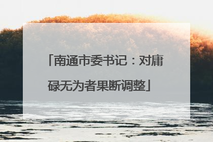 南通市委书记：对庸碌无为者果断调整