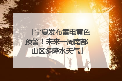 宁夏发布雷电黄色预警！未来一周南部山区多降水天气