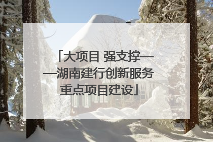 大项目 强支撑——湖南建行创新服务重点项目建设