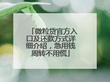 微粒贷官方入口及还款方式详细介绍，急用钱周转不用慌