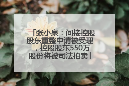 张小泉：间接控股股东重整申请被受理，控股股东550万股份将被司法拍卖