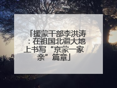 援蒙干部李洪涛：在祖国北疆大地上书写“京蒙一家亲”篇章