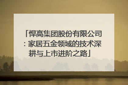 悍高集团股份有限公司：家居五金领域的技术深耕与上市进阶之路