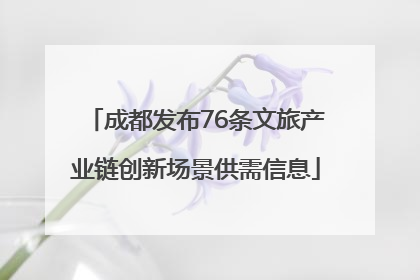 成都发布76条文旅产业链创新场景供需信息