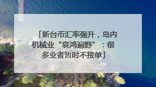 新台币汇率强升，岛内机械业“哀鸿遍野”：很多业者暂时不接单