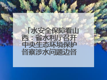 水安全保障看山西：省水利厅召开中央生态环境保护督察涉水问题边督边改工作推进会