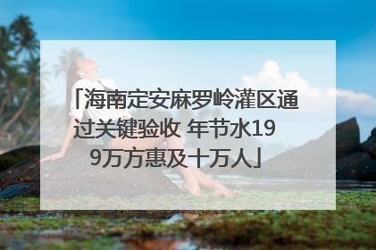 海南定安麻罗岭灌区通过关键验收 年节水199万方惠及十万人
