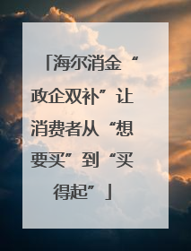 海尔消金“政企双补”让消费者从“想要买”到“买得起”