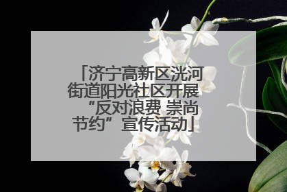 济宁高新区洸河街道阳光社区开展“反对浪费 崇尚节约”宣传活动