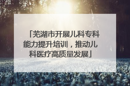芜湖市开展儿科专科能力提升培训，推动儿科医疗高质量发展