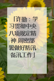 许勤：学习贯彻中央八项规定精神 周密部署做好防汛备汛工作