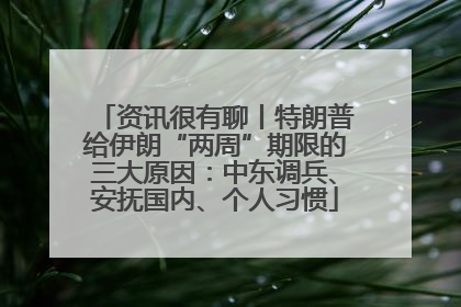 资讯很有聊丨特朗普给伊朗“两周”期限的三大原因：中东调兵、安抚国内、个人习惯