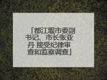 都江堰市委副书记、市长张亚丹 接受纪律审查和监察调查