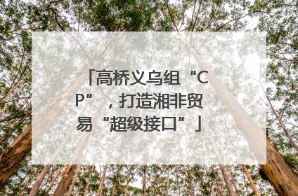 高桥义乌组“CP”，打造湘非贸易“超级接口”