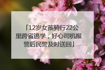 12岁女孩骑行22公里跨省逃学，好心司机报警后民警及时送回
